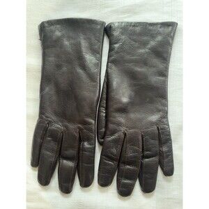 Grandoe Italy Fur Lined Leather Gloves Womens 7.5 Brown Vintage Made Italy